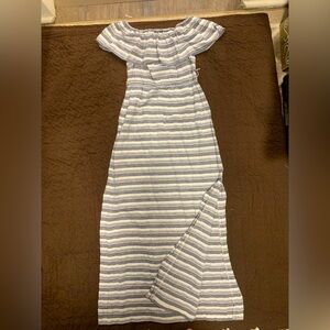 Striped Off-Shoulder Maxi Dress